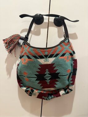 Boho Aztec Pattern Teal and Burgundy Shoulder & concealed Bag